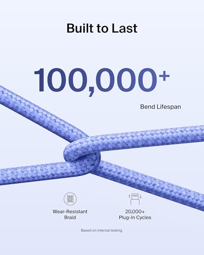 Belkin USB C to USB C 60W Braided Cable 2 Pack, 3.3ft iPhone Charger Cord - color: Blue, style: 3.3 ft - 2 pack