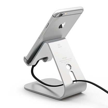 elago® M2 Stand [Silver] - [Premium Aluminum][Angled for Video Calls][Cable Management] - for All iPhones, Galaxy, and Other Smartphones - color: Silver