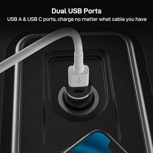 Dual Port Car Charger, [Matt Black] [2 Pack] USB A & USB C Car Cigarette Lighter Charging Adapter, 30W Fast Charging, PD&QC 3.0, Compatible with iPhone 16/15/14/13/12 Series, Samung, Pixel