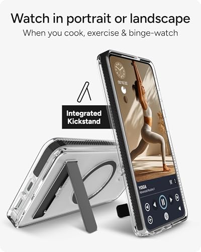 ZAGG Santa Cruz Snap Samsung Galaxy S26 Ultra Case with Kickstand - Black, Magnetic Crystal Clear Protective Phone Cover, 13ft Drop Protection, Graphene Reinforced, Slim Case with Stand - color: Black, size: Samsung Galaxy S26 Ultra