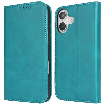 Wallet Case for iPhone 16,Premium PU Leather Flip Folio Case with Card Slot,Stand Holder and Magnetic Closure TPU Shockproof Interior Protective Case,6.1 Inch,Sky Blue | Premium PU Leather, Flip Folio Purse Case, with Card Slot, Stand Holder,Magnetic Clos