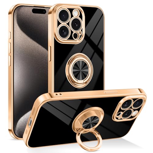 Dinick Black for iPhone 15 Pro Case with Ring Holder Kickstand - color: Black, size: 6.1'' iPhone 15 Pro