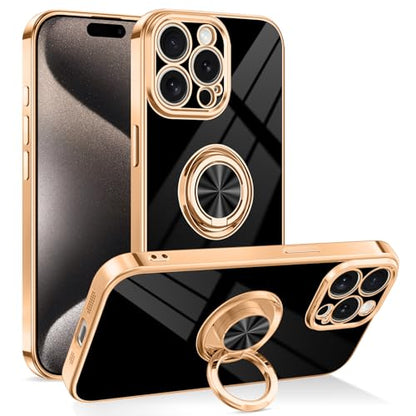 Dinick Black for iPhone 15 Pro Case with Ring Holder Kickstand - color: Black, size: 6.1'' iPhone 15 Pro