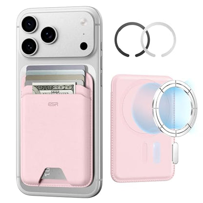 ESR for MagSafe Wallet, 5 Card Holder for Phone Case, RFID Blocking | MagSafe Sticker Included, Slim Magnetic Wallet for iPhone 17 Pro Max 17e 16 15 14 13 12 Series, Selected Samsung Galaxy, Pink - color: Light Pink