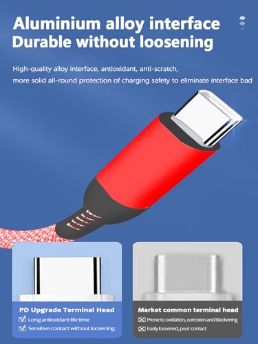 USB C Cable 15FT, Extra Long USB-A to USB-C Cable Braided Red - color: Red, size: 15FT