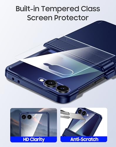 GooseBox for Samsung Galaxy Z Flip 7 Case Wallet RFID Card Holder&Hinge Protection&HD Screen Protector, Full Body Shockproof Cover for Galaxy Z Flip 7(Blue) - color: Flip7-Blue