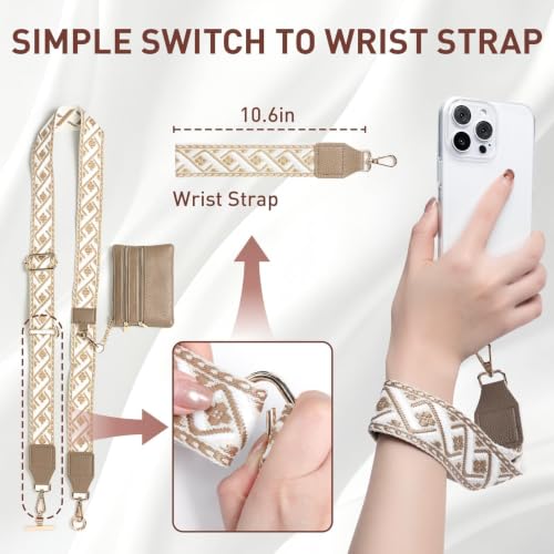 MOLOPPO Detachable Phone Lanyards Crossbody Strap for iPhone for Android - color: Brown