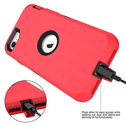MXX Case Designed for iPhone SE Case 2020 /SE 2022 Heavy Duty Protective Case with Screen Protector [3 Layers] Rugged Rubber Protection Cover & Rotating 360 Degree Belt Clip SE 3rd/2nd Gen (Red/Black) - color: Red/Black