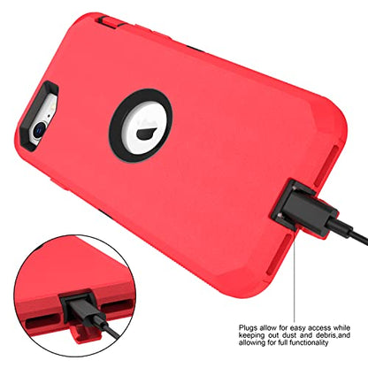 MXX Case Designed for iPhone SE Case 2020 /SE 2022 Heavy Duty Protective Case with Screen Protector [3 Layers] Rugged Rubber Protection Cover & Rotating 360 Degree Belt Clip SE 3rd/2nd Gen (Red/Black) - color: Red/Black