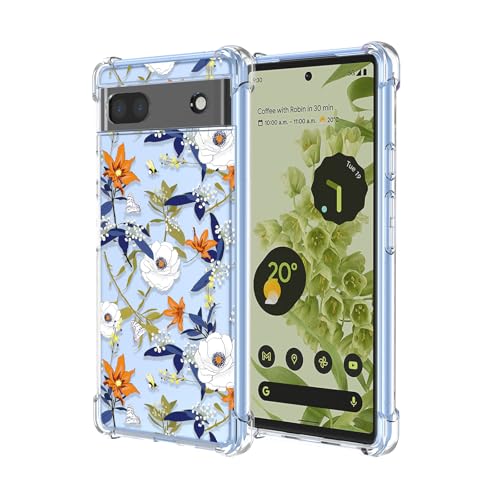 Case for Pixel 6A Google 6A Clear Flower Phone Case Soft TPU Shockproof Bumper Anti-Scratch Protective Phone Cover for Google Pixel 6A,Colorful Flowers - color: Colorful flowers, size: For Google Pixel 6A