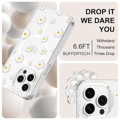 MOSNOVO Case for iPhone 13 Pro, [Compatible with Magsafe] [Buffertech 6.6ft Military-Grade Drop Protection] [Anti Peel Off Tech] Clear Phone Case Design - White Daisy - color: White Daisy, size: iPhone 13 Pro