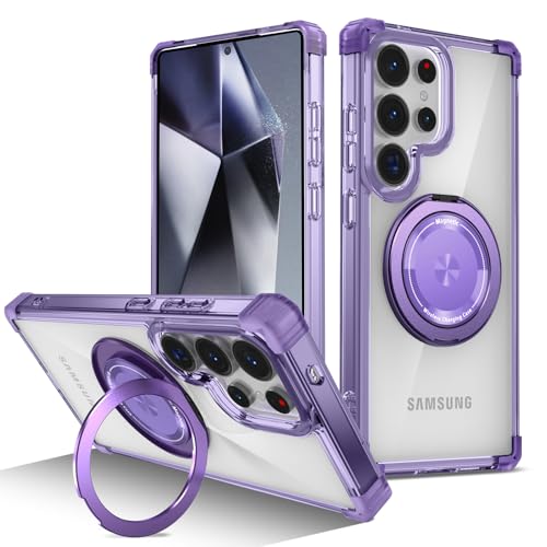 Compatible for Samsung Galaxy S26 Ultra Case 2026 [Compatible with Magsafe] [with 360°Rotatable Magnetic Ring Stand] Heavy Duty Millitary-Grade Clear Case for Samsung S26 Ultra Purple - color: Purple, size: For Samsung Galaxy S26 Ultra Case 6.9”