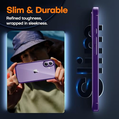 TAURI for iPhone 17 Case, Anti-Yellowing with Screen Protector, Military-Grade Protection Shockproof Slim Phone Case for iPhone 17, Purple - color: E-Purple