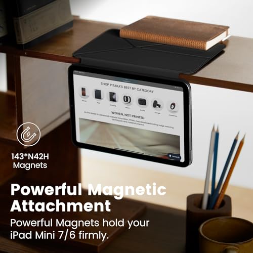 PITAKA for iPad mini A17 Pro Case, 4 Intuitive Angles, Folio2-Black - color: Black