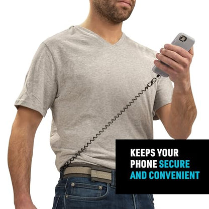 Nite Ize Hitch Phone Anchor & Tether - Durable, Coiled Phone Tether for Everyday & Outdoor Use - Adventure-Proof Design for Drop & Theft Protection - Compatible with Corded & Wireless Charging