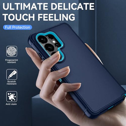 for Samsung Galaxy S26 Ultra Case with HD Screen Protector, 3-Layer Shockproof Military Grade Full Body Protection, Heavy Duty Hybrid Protective Phone Cover (Navy/Blue) - color: Navy/Blue