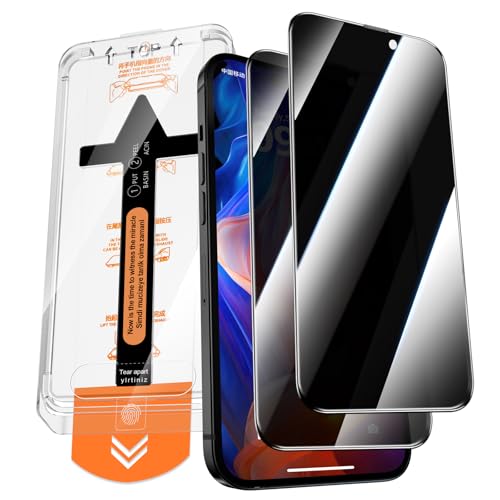 2 Pack for iPhone 15 Privacy Tempered Glass Screen Protector 6.1 Inch, 9H Hardness, Scratch Resistant with Updated Easy Installation Tool