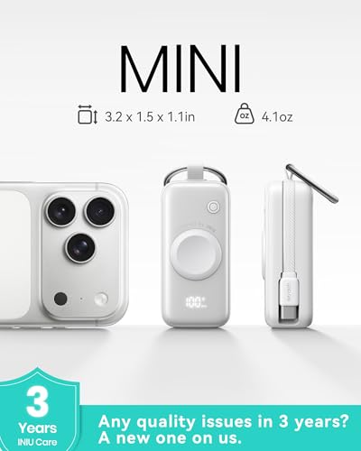 INIU SnapGo Portable Charger, 5000mAh Mini Power Bank for Apple Watch - color: White