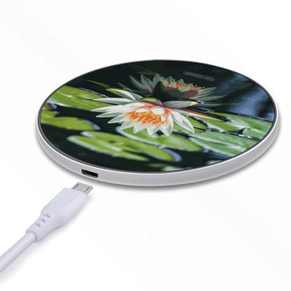 Water Lily Wireless Charger 10W Fast Charging Pad Anti-Slip Qi Certified Wireless Charging Pad Charging Station Portable Phone Charger for All Wireless Charging Smartphone