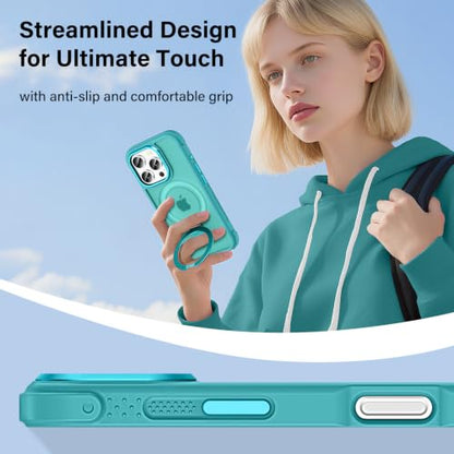 Designed for iPhone 16 Pro Case with Magnetic Stand, Darkcyan | Certified Drop Protection, Great Grip Feeling, Matte Translucent Back Slim Shockproof Phone Cover - color: Darkcyan, size: Iphone 16 Pro