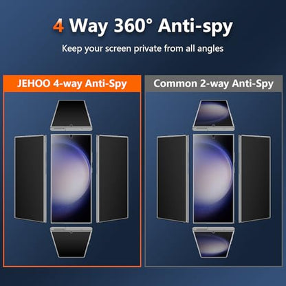 [2 Pack] 4 Way 360 ° Matte TPU Privacy Screen Protector for Samsung Galaxy S23 Ultra (Not Glass), Fingerprint Sensor Compatible, Anti-Glare Full Adhesive Flexible Film