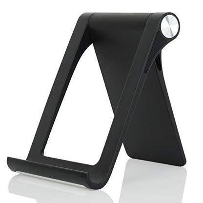 Cell Phone Stand Holder Multi-Angle Adjustable Phone Desk Stand Tablet Holder for iPhone 17 16 15 14 13 12 11 Pro Max XS XR 8 Plus 6 7 Galaxy S22 S21 S20 S10 S9 Edge Android Smartphone - color: Black