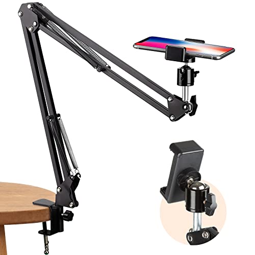 TARION Overhead Phone Stand Articulating Boom Stand Lazy Arm Black
