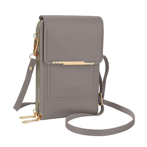 Women's Phone Messenger Bag, Crossbody Phone Wallet, RFID Touch Screen Crossbody Phone Purse, Anti-Theft Shoulder Strap - color: Grey1