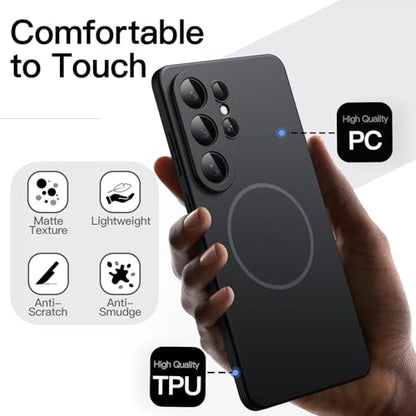 JETech Magnetic Slim Case for Samsung Galaxy S26 Ultra, Black | Compatible with MagSafe, Anti-Slip Grip, Full Camera Lens Protection, Ultra-Thin Lightweight, Matte Finish Phone Cover - color: Black, size: Galaxy S26 Ultra