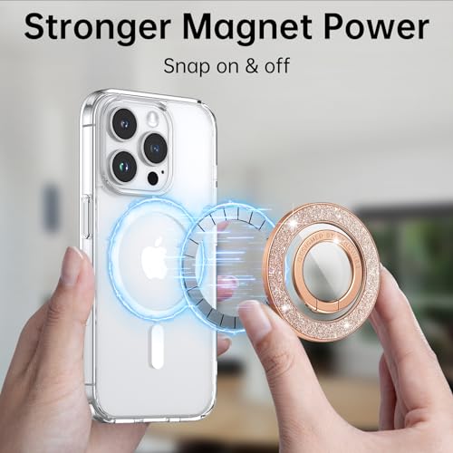 Syncwire Magnetic Phone Grip for MagSafe,Sparkle Ring Holder,Glitter Silver - color: Rose Gold
