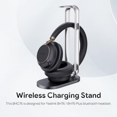 Yealink BHC76 Wireless Charging Stand for BH76 / BH76 Plus / BH72 Yealink Bluetooth Headsets, Also Works for Mobile/TWS That Supports Qi (NOT Include Headset in Package)
