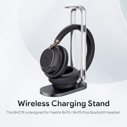 Yealink BHC76 Wireless Charging Stand for BH76 / BH76 Plus / BH72 Yealink Bluetooth Headsets, Also Works for Mobile/TWS That Supports Qi (NOT Include Headset in Package)