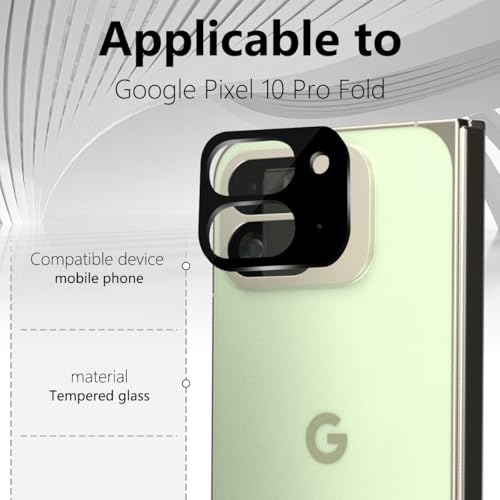 2 Pack Camera Lens Frame for Google Pixel 10 Pro Fold, 9H Glass Screen Protector Anti-Scratch, Tempered Glass Camera Cover Accessories for Google Pixel 10 Pro Fold, Black - size: for Google Pixel 10 Pro Fold