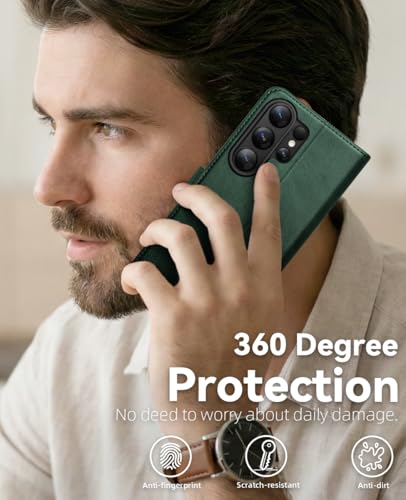 OCASE for Samsung Galaxy S26 Ultra Wallet Case, Card Holder, Blackish Blue | RFID Blocking, Kickstand, Magnetic Closure, PU Leather Flip Folio, Shockproof TPU Shell, Protective Phone Cover (6.9") 2026 - color: Blackish Green, size: Samsung Galaxy S26 Ultr