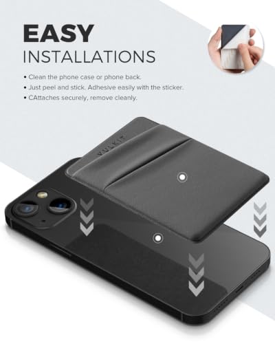 VULKIT Phone Card Holder Slim Elastic Adhesive Phone Wallet Credit Card Sleeves Sticker for Back of Smartphone(Grey) - color: Grey