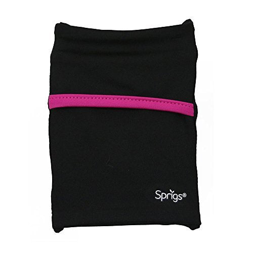 Sprigs Wrist Wallet Running Wristband Pocket for Keys Cards Cash ID Phone - color: Black/Pink