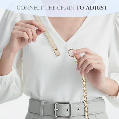 TiMOVO 2-in-1 Phone Lanyard Crossbody, Adjustable Phone Strap for Most Smartphones, PU Strap Combo with Metal Chain for Women - color: White