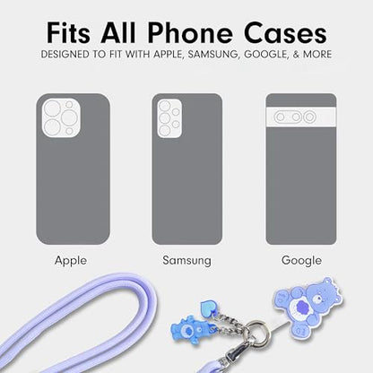 Sonix x Care Bears | Crossbody Phone Strap with Charms | Adjustable, Universal Cell Phone Rope Strap Lanyard | Blue Cord | Grumpy Bear - color: Grumpy Bear