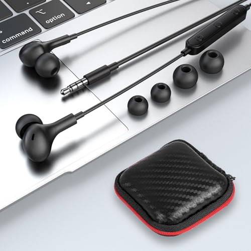 APETOO Wired Earbuds in-Ear Headphones 3.5mm Jack for Laptop/School Black - color: Black