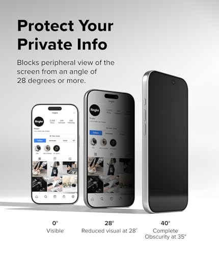 Ringke for iPhone 17 Pro Screen Protector [Easy Slide Privacy, 2 Pack] - size: iPhone 17 Pro