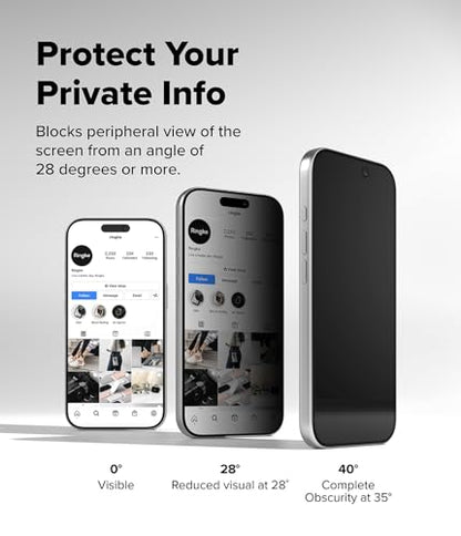 Ringke for iPhone 17 Pro Max Screen Protector [Easy Slide Privacy, 2 Pack] - size: iPhone 17 Pro Max