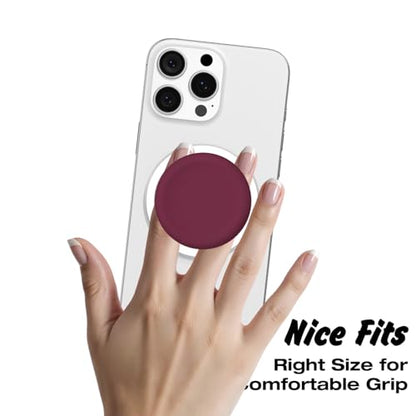 Svanove Silicone Magnetic Phone Grip Compatible with Magsafe Phone Grip Holder, Cute Cell Phones Grips Stand Collapsible Kickstand for iPhone Samsung, Slim Thin Matte Soft Rubber TPU, Burgundy Maroon - color: Burgundy, style: Magnetic