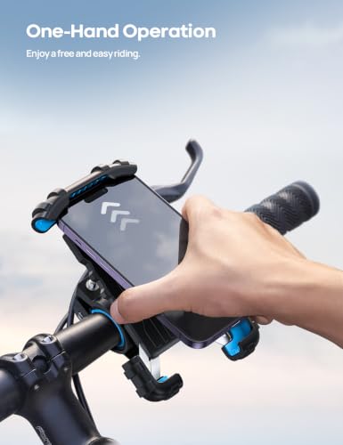 Lamicall Bike Phone Holder Motorcycle Mount - One-Hand Operation, Lockable - color: Blue