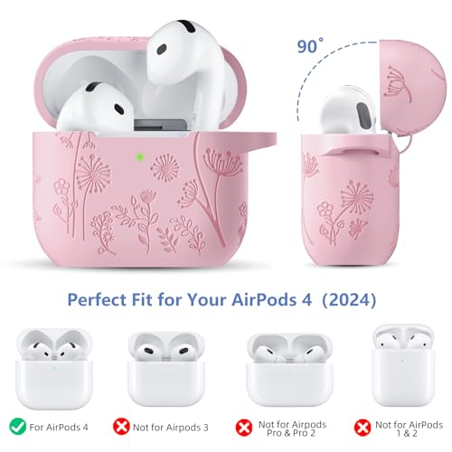 Lerobo for AirPods 4 and AirPods 5 Case with Cleaner Kit & Keychain, Pink - color: A-Pink, size: AirPods 5&4