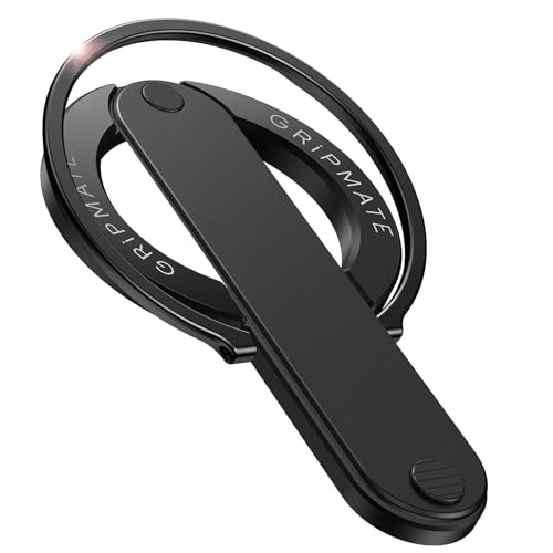 GripMate 2nd Magnetic Phone Grip Stand, Slim MagSafe Phone Ring Holder - color: Balck