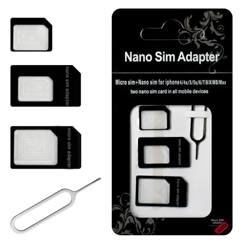 Pack 2 Nano SIM Card Adapter, Converter Kit Nano to Micro SIM/Standard with Tray Eject Pin for iPhone,Android Smartphones and Mifi Hotspot Devices. - size: Pack 2
