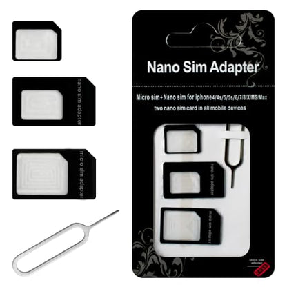 Pack 2 Nano SIM Card Adapter, Converter Kit Nano to Micro SIM/Standard with Tray Eject Pin for iPhone,Android Smartphones and Mifi Hotspot Devices. - size: Pack 2