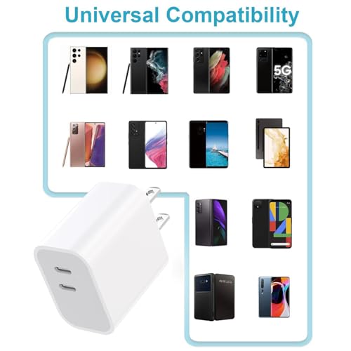 iPhone 17 16 15 Charger,3-PackDual Port USB C,Fast Charging Block - color: pure white, size: 6ft