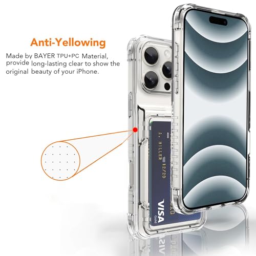 Wallet Case for iPhone 16 Pro Max with 3 Credit Card Holder Slot | Shockproof Hybrid Heavy Duty Protection Clear Phone Cover Compatible with iPhone 16 Pro Max 2024 (Clear) - color: Clear, size: iPhone 16 Pro Max