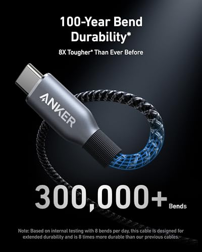 Anker Prime USB C to USB C Cable, 240W Fast Charging Durable Cable (1 ft) - size: 1FT